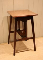Arts & Crafts Oak Copper Top Table