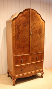 Burr Walnut Queen Anne Style Linen Press