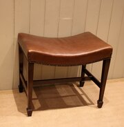 Edwardian Mahogany Leather Top Stool