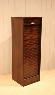 French Oak Single Tambour Front Filing Cabinet