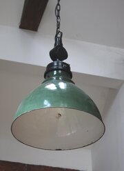 I920s Green Enamel Pendant Light Fitting