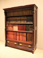 Large Late Victorian Mahogany Open Bookcase 