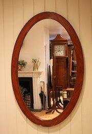 Large Oval Oak Wall Mirror