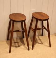 Pair Of Beech & Elm Stools