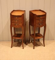 Pair Of French Cherry Wood Bedside Cabinets