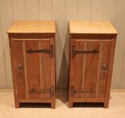 Pair Of Limed Oak Bedside Cabinets