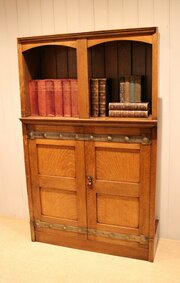 Substantial Golden Oak Arts & Crafts Cabinet
