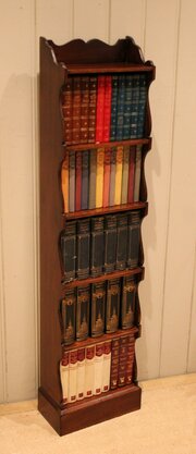 Tall Slim Mahogany Open Bookcase