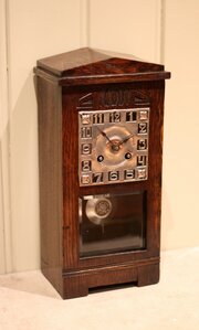 Unusual Oak Arts & Crafts Mantel Clock