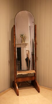 Walnut Art Deco Cheval Mirror