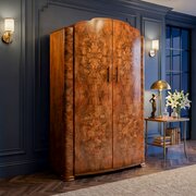 Antique English Art Deco Figured Walnut Two Door Wardrobe