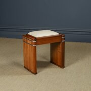 Antique English Art Deco Rectangular Walnut Stool