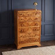 Antique English Art Deco Walnut Chest Of Drawers
