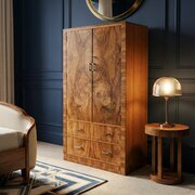 Antique English Art Deco Walnut Two Door Tallboy