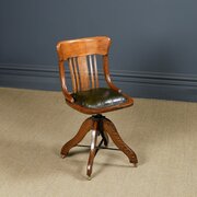 Antique English George V Oak & Leather Chair