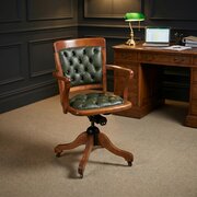 Antique English Oak & Leather Office Chair C.1910