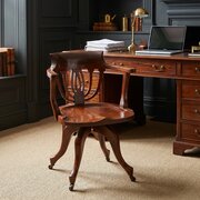 Antique English Victorian Mahogany Revolving Chair