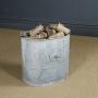 Antique Galvanised Metal Log Basket Bin Planter
