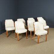 Eight Art Deco Satinwood & Leather Dining Chairs
