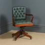 Mahogany Green Leather Revolving Office Chair     