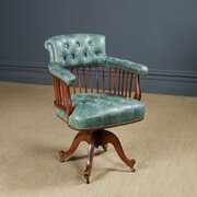 Victorian Mahogany Green Leather Office Desk Chair