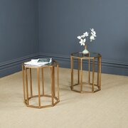 Vintage English Art Deco Brass & Glass Tables