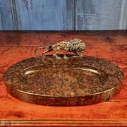 A 1920s Bronze Lion Desk Tidy.
