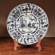 A Large 17th Century Delft Kraak Plate.