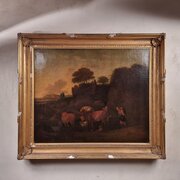 An 18th Century Oil On Canvas Landscape.