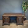 Large Antique Carved Oak Twin Pedestal Desk