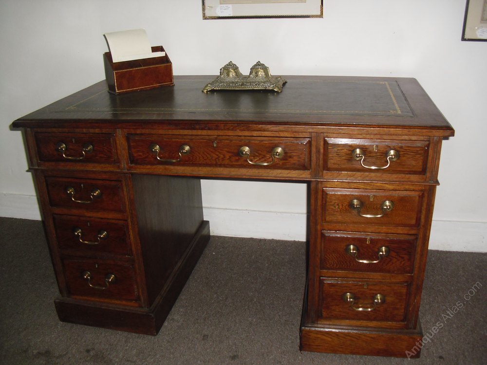 19th Century Oak Pedestal Desk Antiques Atlas