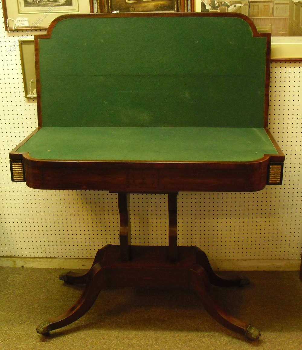 Regency Inlaid Mahogany Card Table Antiques Atlas