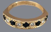 18ct Gold Sapphire & Diamond Half Eternity Size P.