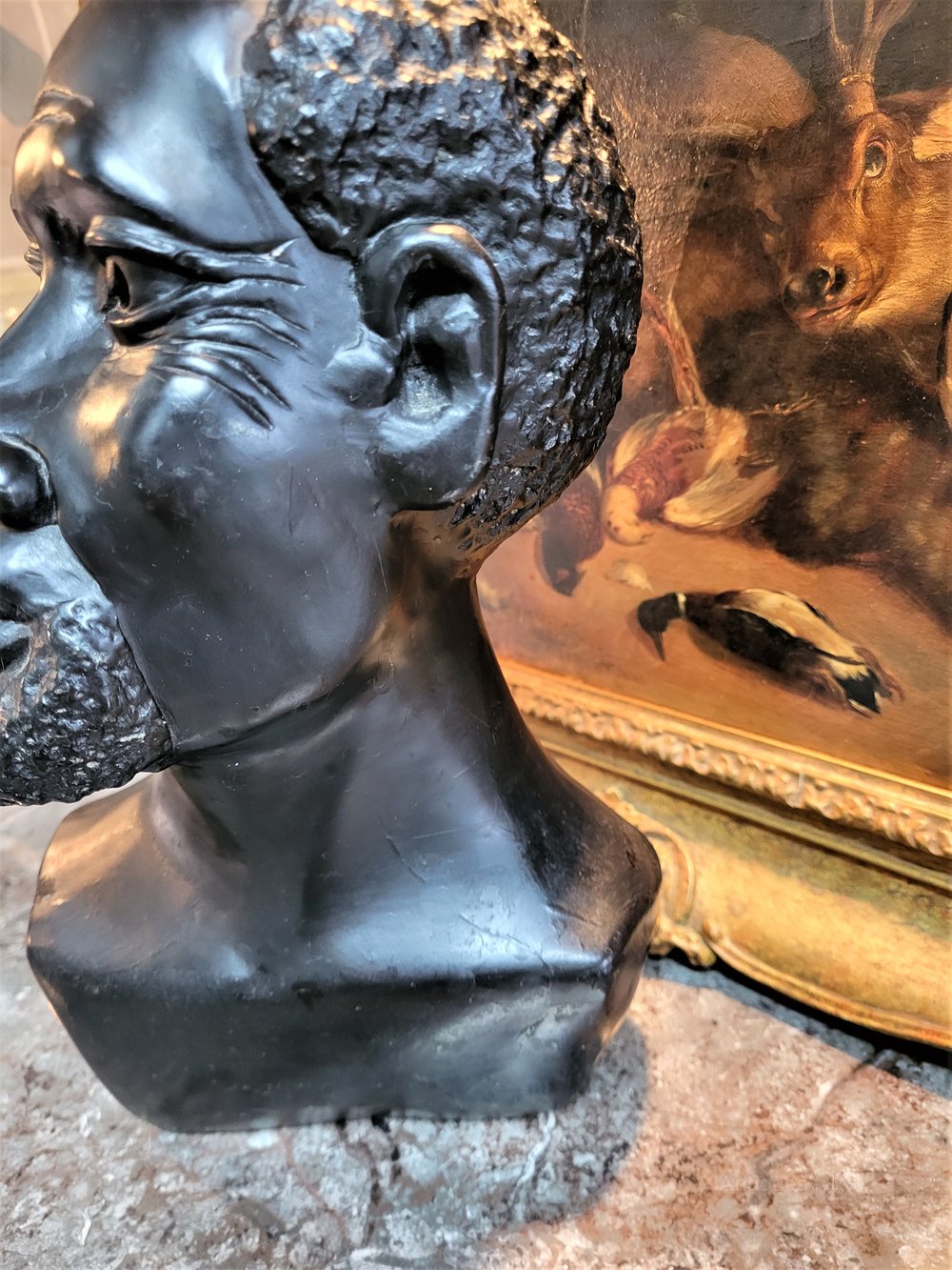 Antiques Atlas African Carved Stone Bust. Black Serpentine.