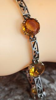 Art Deco 9ct White Gold & Tourmaline Bracelet.