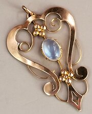 Art Nouveau 9ct Rose Gold  Moonstone Pendant