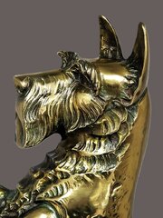 Large Brass Scottie Scots Terrier Dog Door Stop.