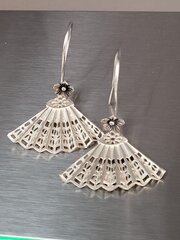 Silver Art Deco Fan Earrings.4.4 Cm..