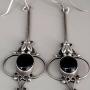 Silver & Onyx  Art Deco Earrings.6.5 Cm.