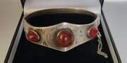 Solid Silver & Carnelian Bangle. Excalibur 1971.