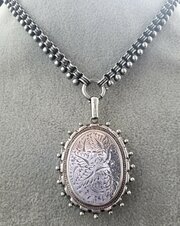Victorian Silver Collar Necklace & Locket.43g.