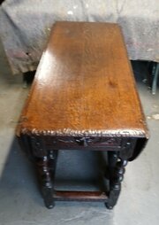 18th Century Carved Oak Drop Leaf Table