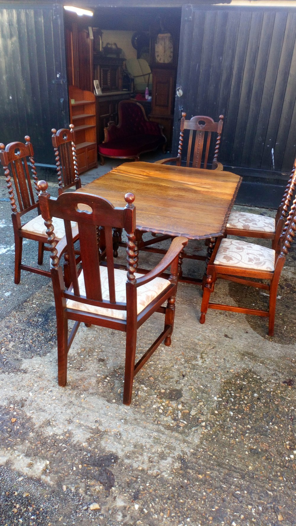 Oak Barley Twist Table And Chairs 4 Side 2Carvers Antiques Atlas