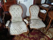 Victorian Walnut Framed Armchairs