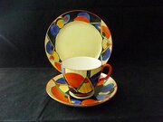 Crown Devon Art Deco Handpainted Trio