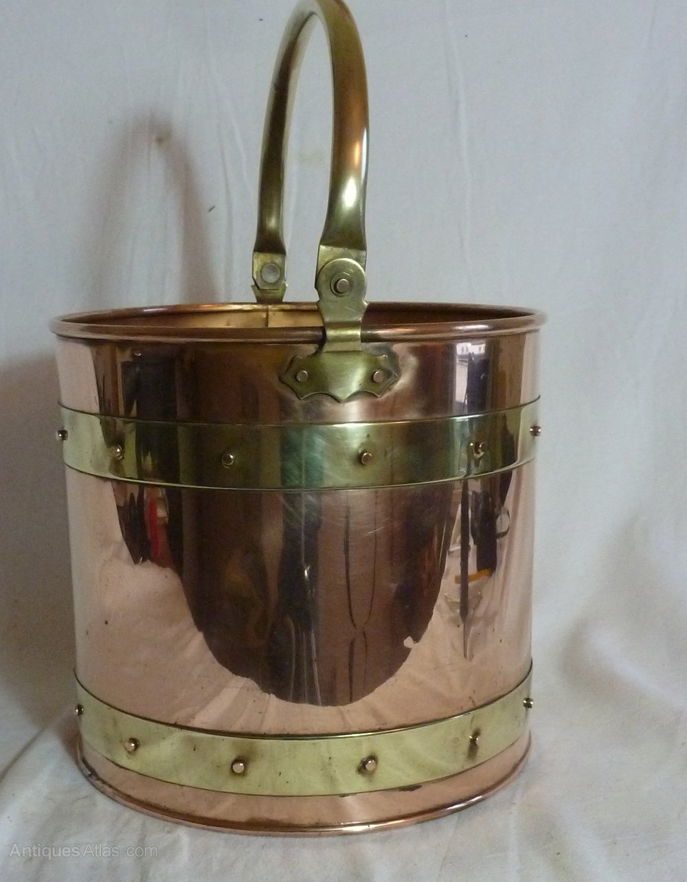 Antiques Atlas VINTAGE COPPER LOG BUCKET WITH BRASS HOOPS