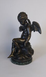 Bronze Cherub Cupid Sculpture 