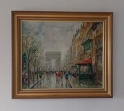 Impressionist Oil Painting Parisian Street Scene 