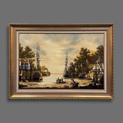 Large Oil Painting On Canvass Maritime Tall Ships