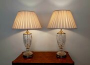 Large Pair Of Cut Glass Lamps 